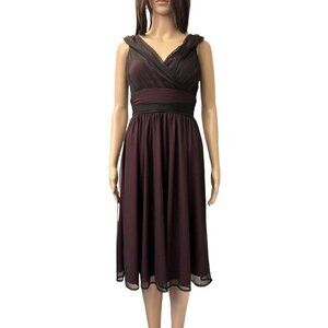 Cami Womens Dress Size 4 Maroon Sleeveless A-Line Back Zipper V-Neck Knee Length